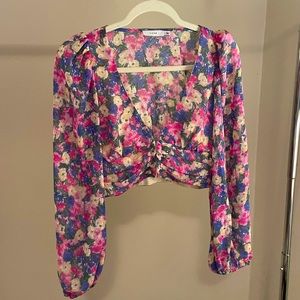 Lush Long Sleeve Crop Top Floral